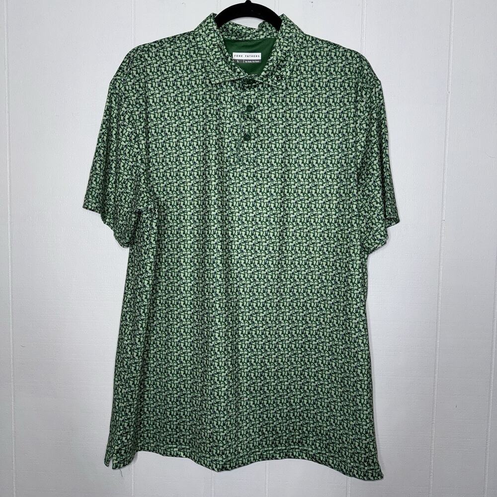 Fore Fathers "The Golfing Dad" Performance Polo Shirt 4-Way Stretch Green Size L